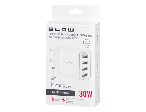 Ładowarka sieciowa gniazdo USBx3 + USB QC 30W - 4