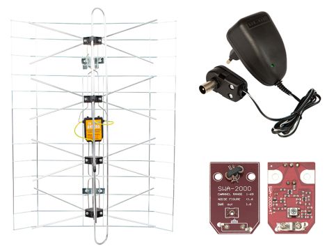 Antena siatkowa DIPOL 3DX+ZASILACZ+WZMACNIACZ