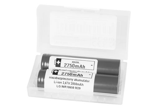 18650 li-ion LG 2850 10A 2Stk. 3.6V Batterie + BOX für zwei Batterien