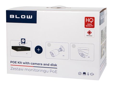 Zestaw monitoringu PoE BLOW 4x5MP 1TB BL-KI5B4/PoE/1TB 4x kamery tubowe 5MP dysk HDD1TB - 6